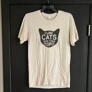 Bella Canvas Cream and Black Short Sleeve Tee with Cat Graphic